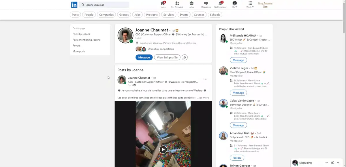 Profil LinkedIn Joanne Chaumat Waalaxy